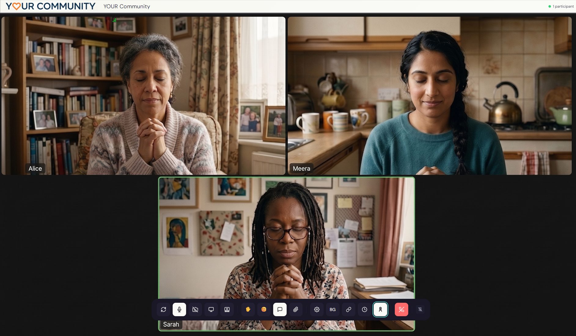 A prayer group meeting online